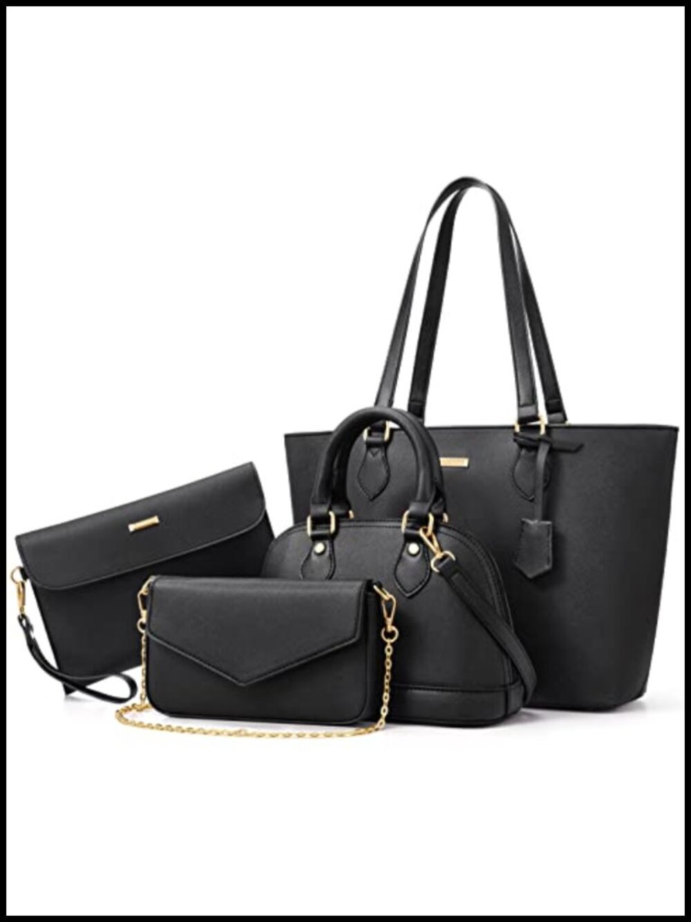 Synthetic Leather Tote Bag Set - 4 Pieces Crossbody Shoulder Handbag